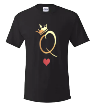 Q -Logo Front & Back You Got Lucky T-Shirt - Black